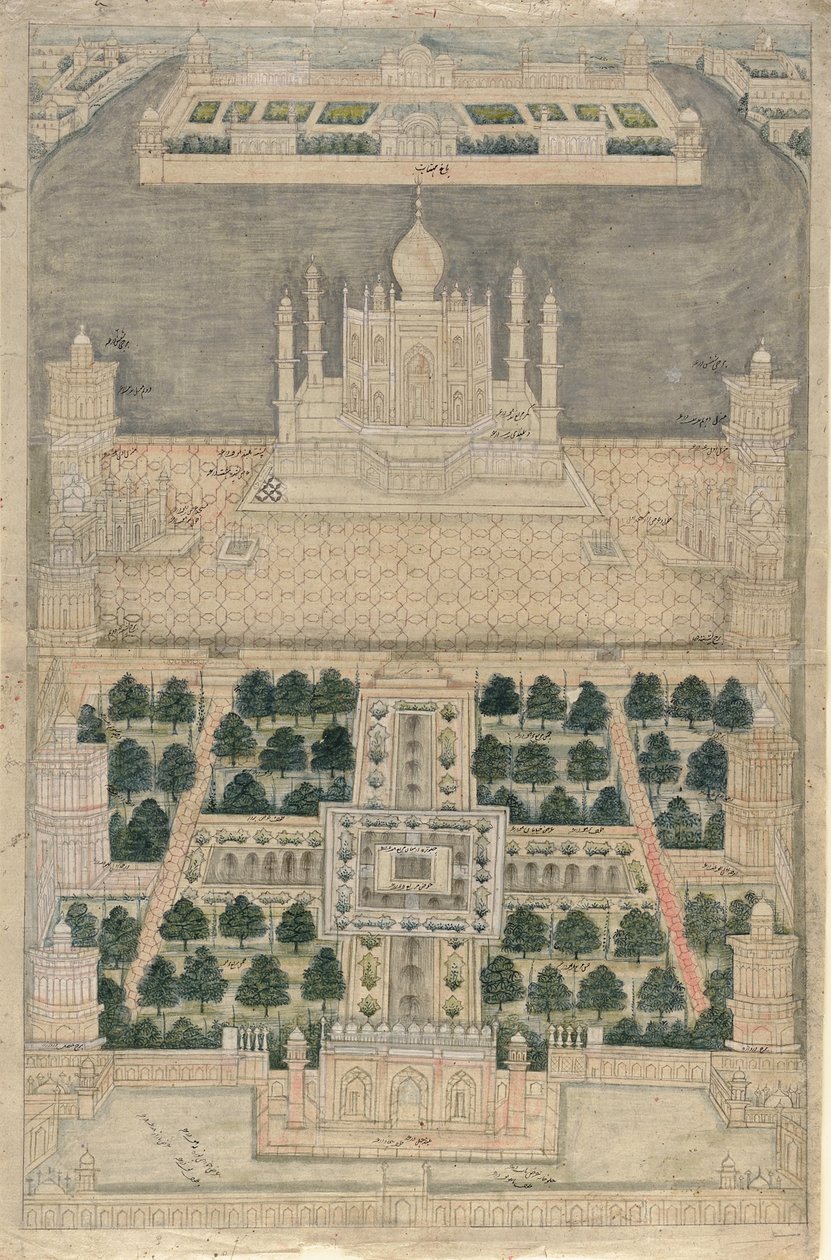 Vue aérienne du Taj Mahal à Agra - School Indian