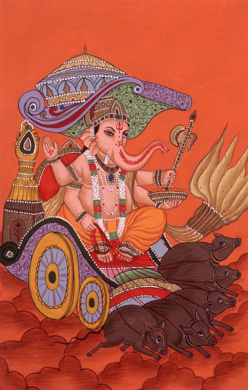 Peinture miniature de Ganesh, dieu à tête d