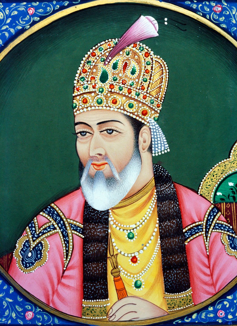 Empereur moghol Shah Jahan, peinture miniature sur papier - School Indian