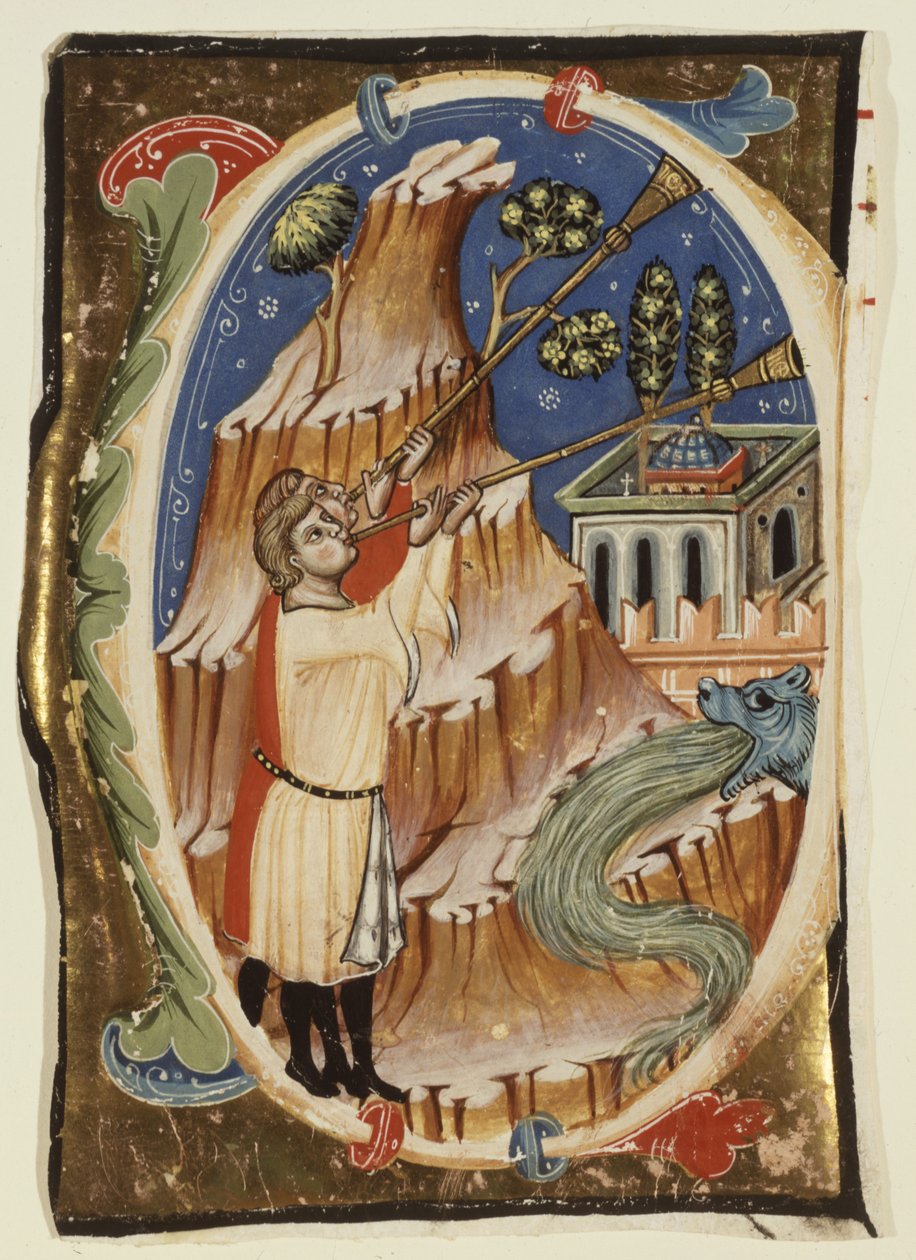 Scène apocalyptique, fin 13e-début 14e siècle (tempera et feuille d