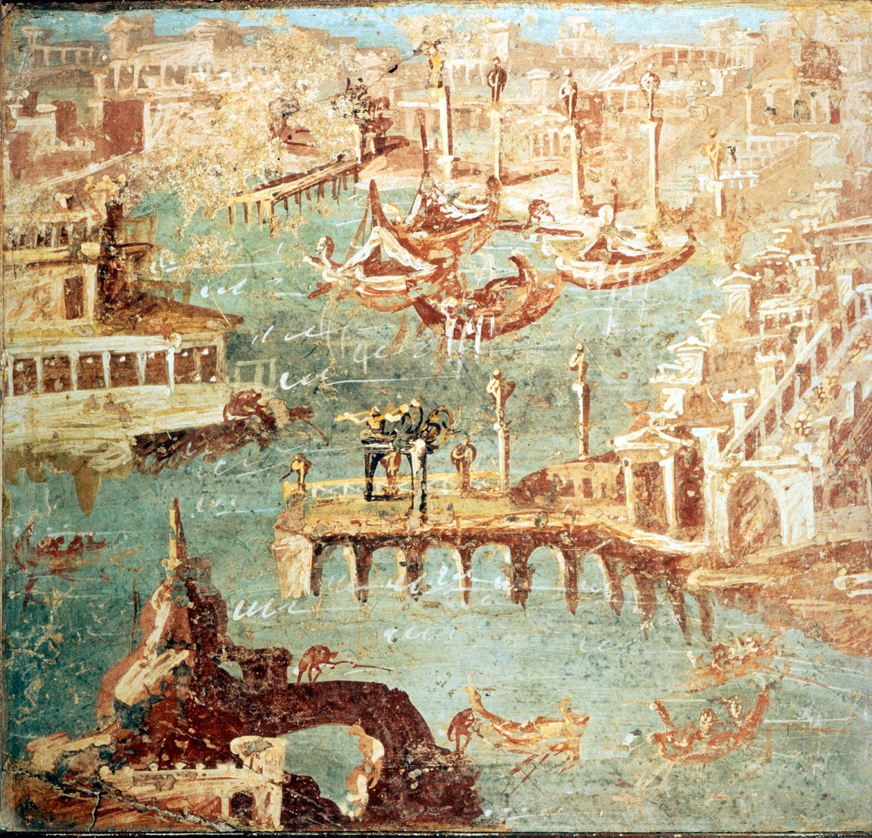 Port de Pouzzoles près de Naples. Museo Nazionale de Naples - School Italian