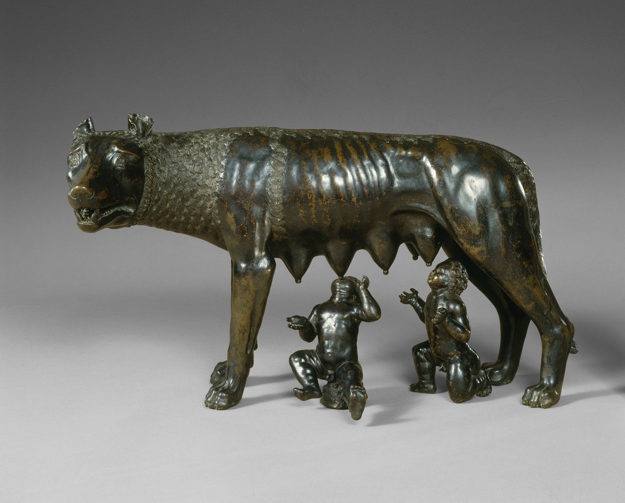La Louve capitoline allaitant Romulus et Remus - School Italian