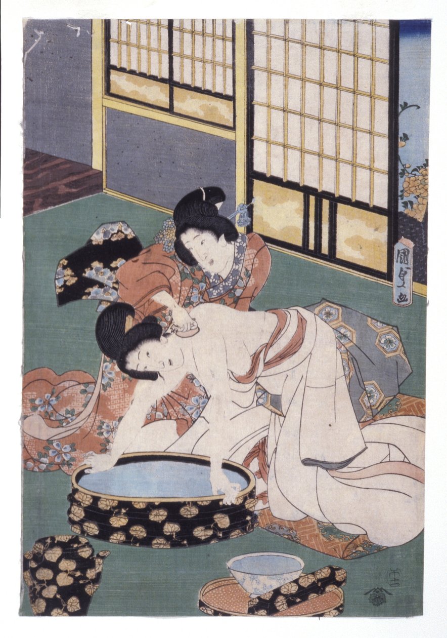Compagnon Essuyant La Poudre Du Cou Et Des Épaules De La Femme - School Japanese