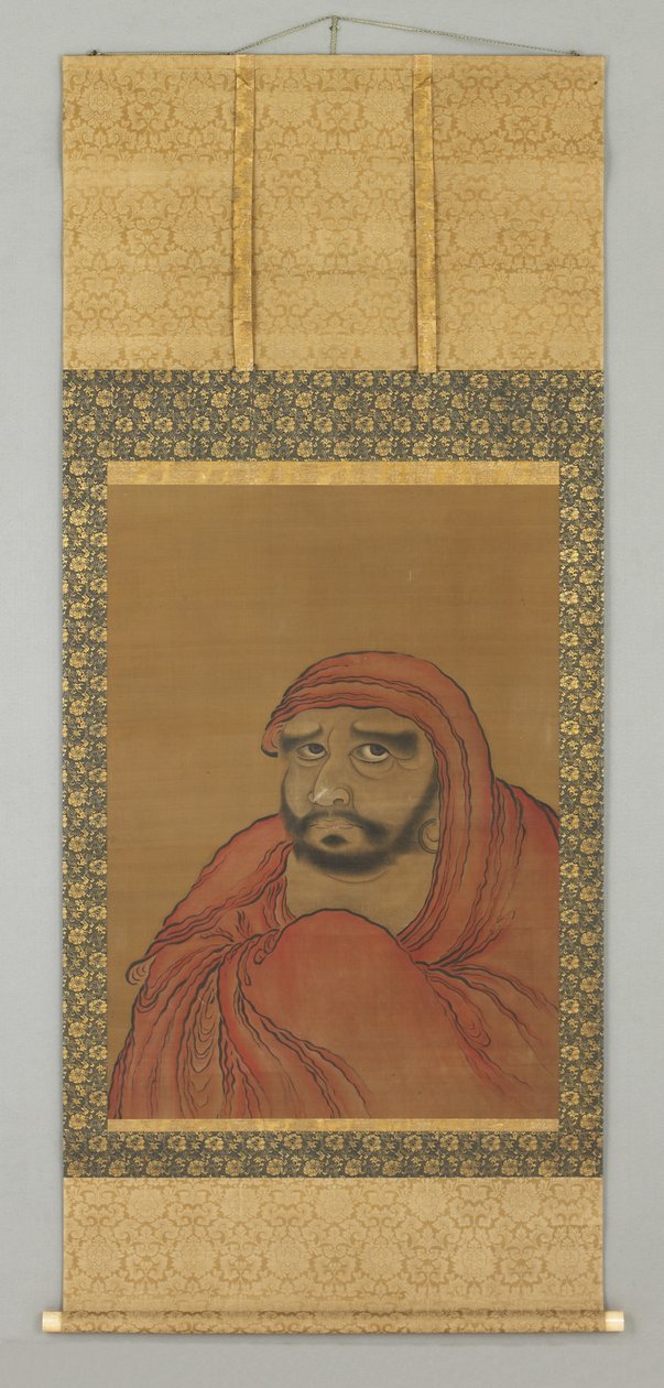Grande tête avec draperie (de Daruma) (rouleau suspendu) - Japanese School