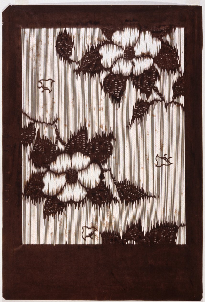 Pochoir : Hibiscus et moineau - School Japanese