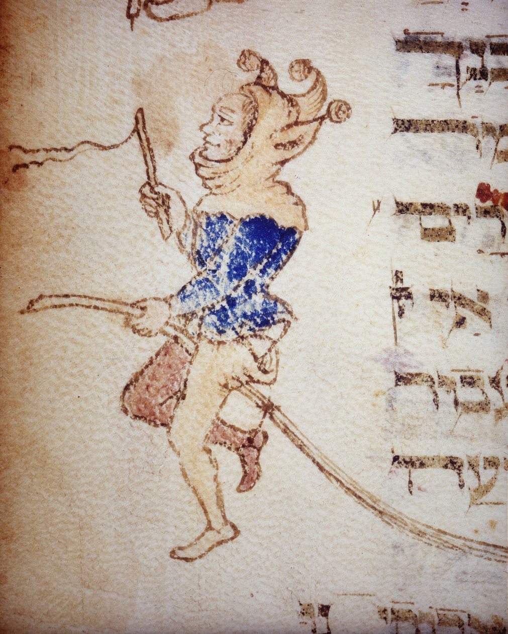 Un bouffon de cour. Manuscrit juif du 13ème siècle. Biblioteca Palatina, Parme - School Jewish