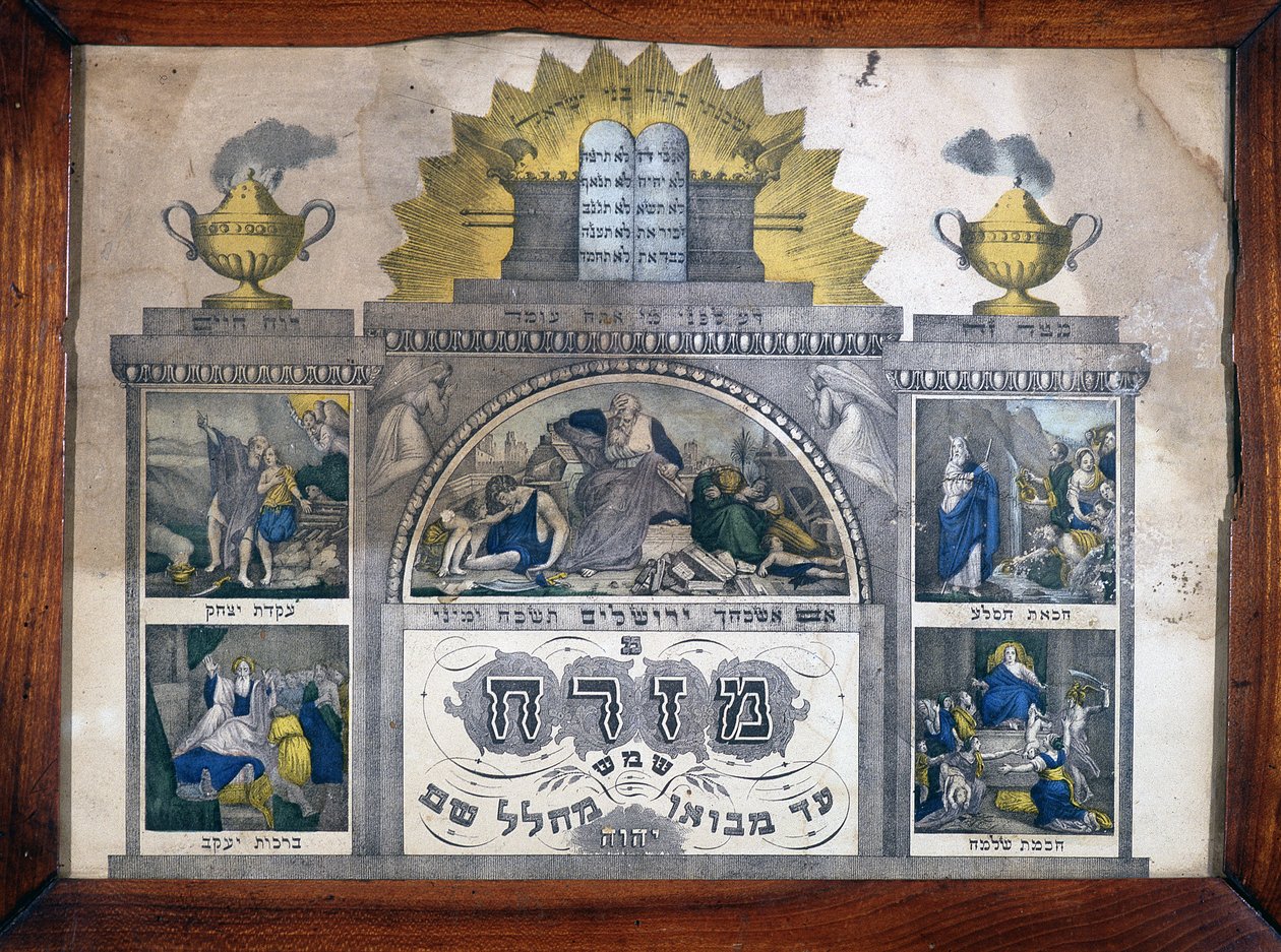 Misrach indiquant la direction de Jérusalem dans les maisons juives - Imprimerie Wenzel à Wissembourg, Alsace - Musée d