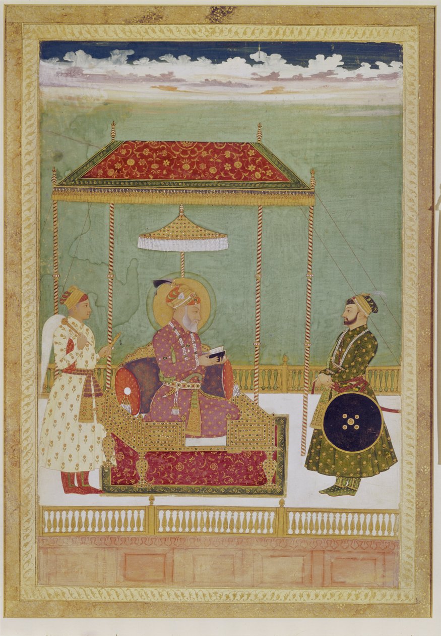 Portrait de Shah Aurangzeb avec un homme, probablement Ashraf Khan, début du XVIIIe siècle - School Mughal