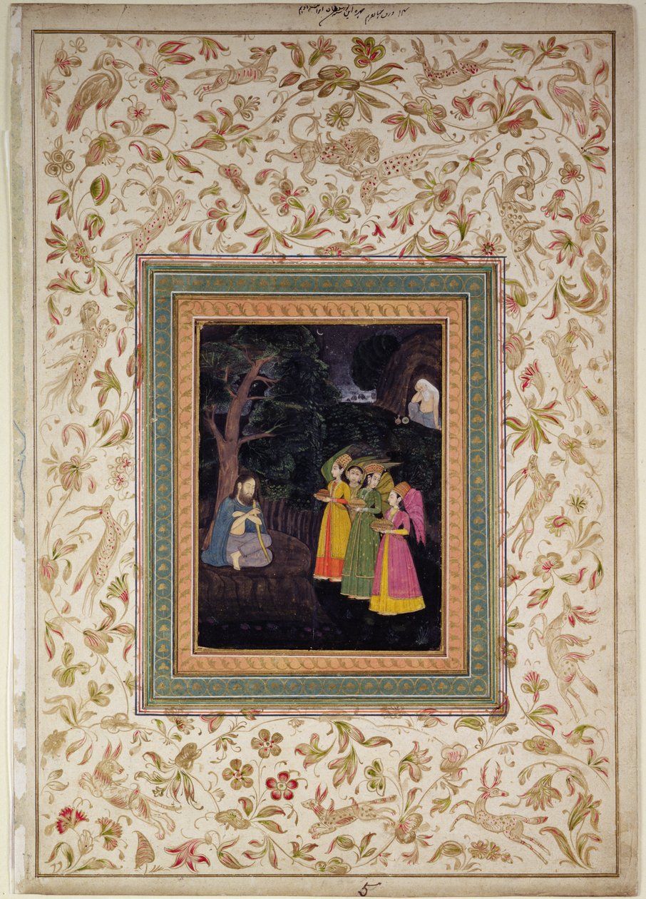 Sultan Ibrahim Adham de Balkh avec des anges, Album Johnson VI, n°5, vers 1770-80 - School Mughal