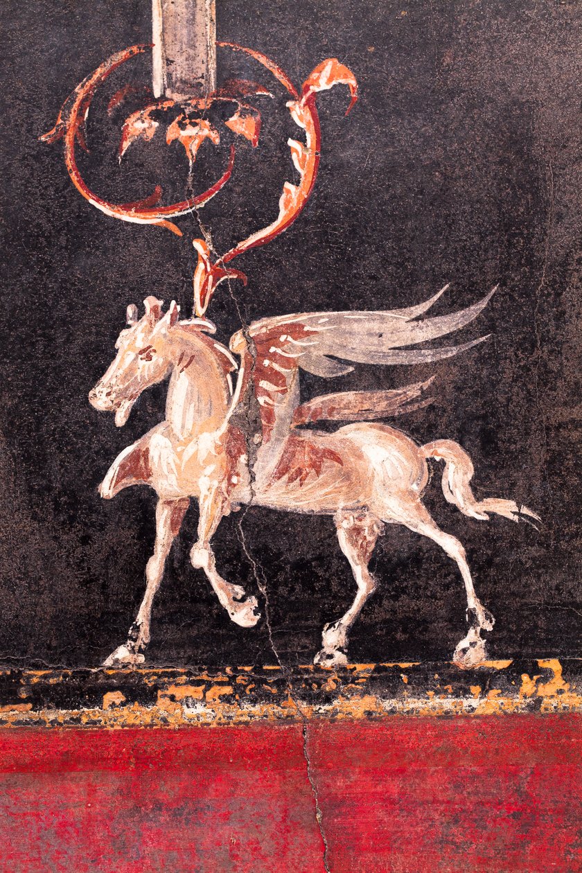 Décoration architecturale avec des chevaux ailés (pegasi), Herculanum - School Roman
