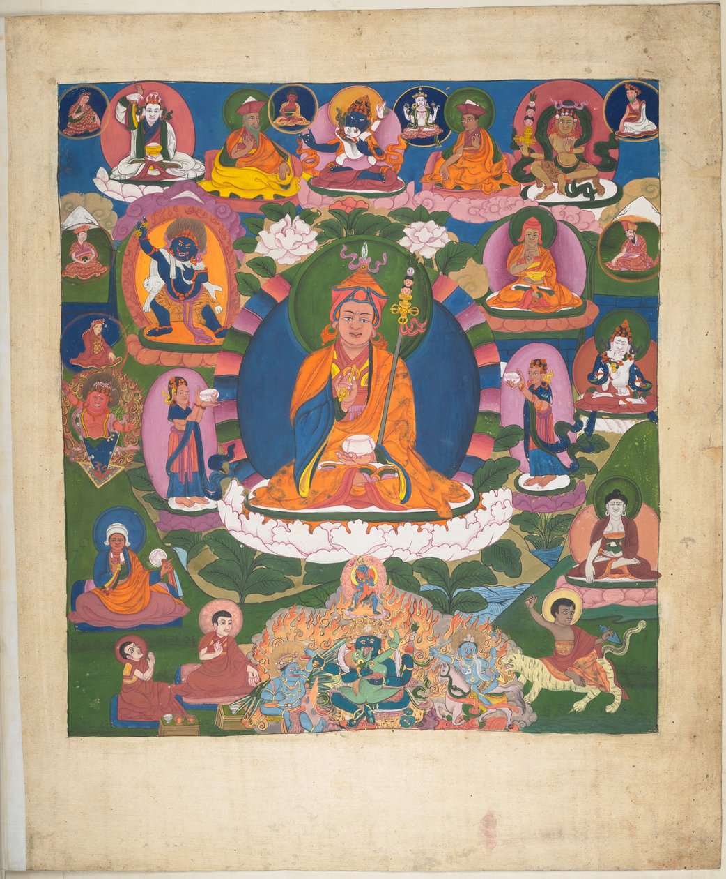 Un des 12 dessins représentant des divinités tibétaines par un artiste tibétain, probablement à Lhassa, c.1800 - School Tibetan