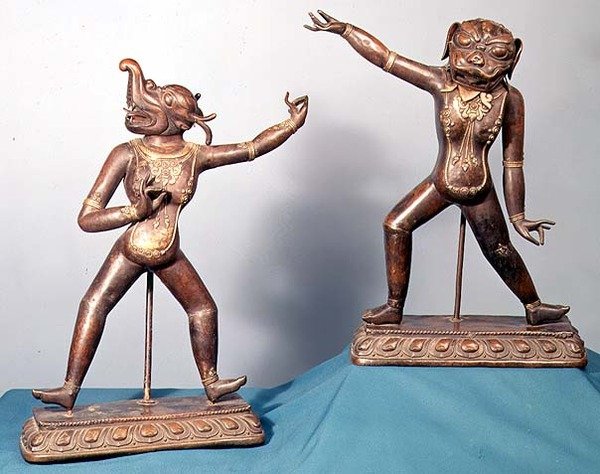 Deux figures de Dakinis (bronze) - School Tibetan