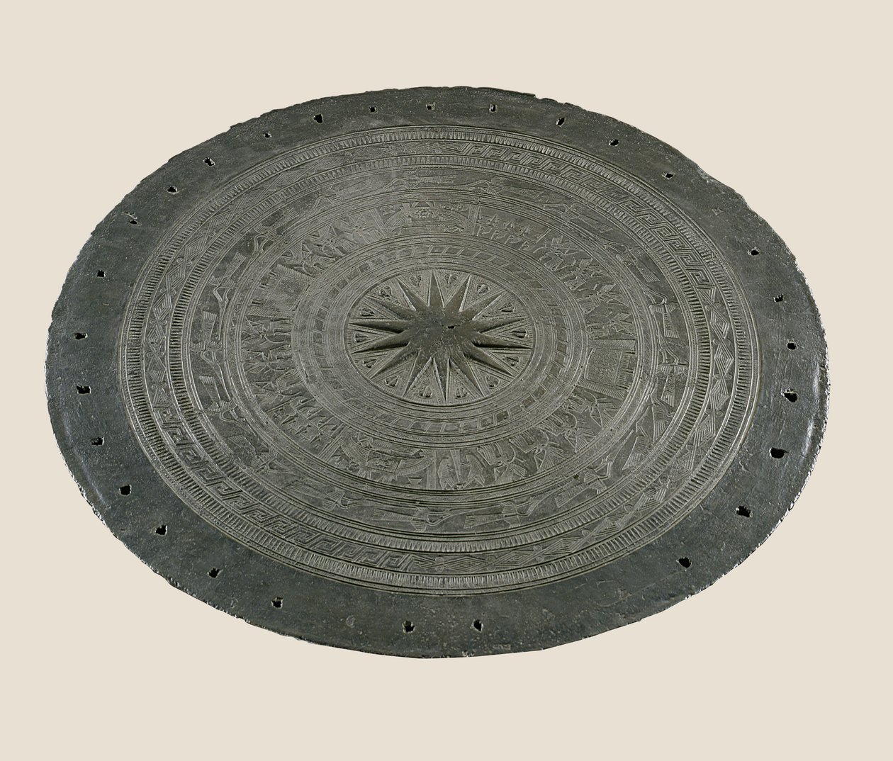 Détail du sommet du tambour Dong Son, IIe-Ier siècle av. J.-C. (bronze) - School Vietnamese