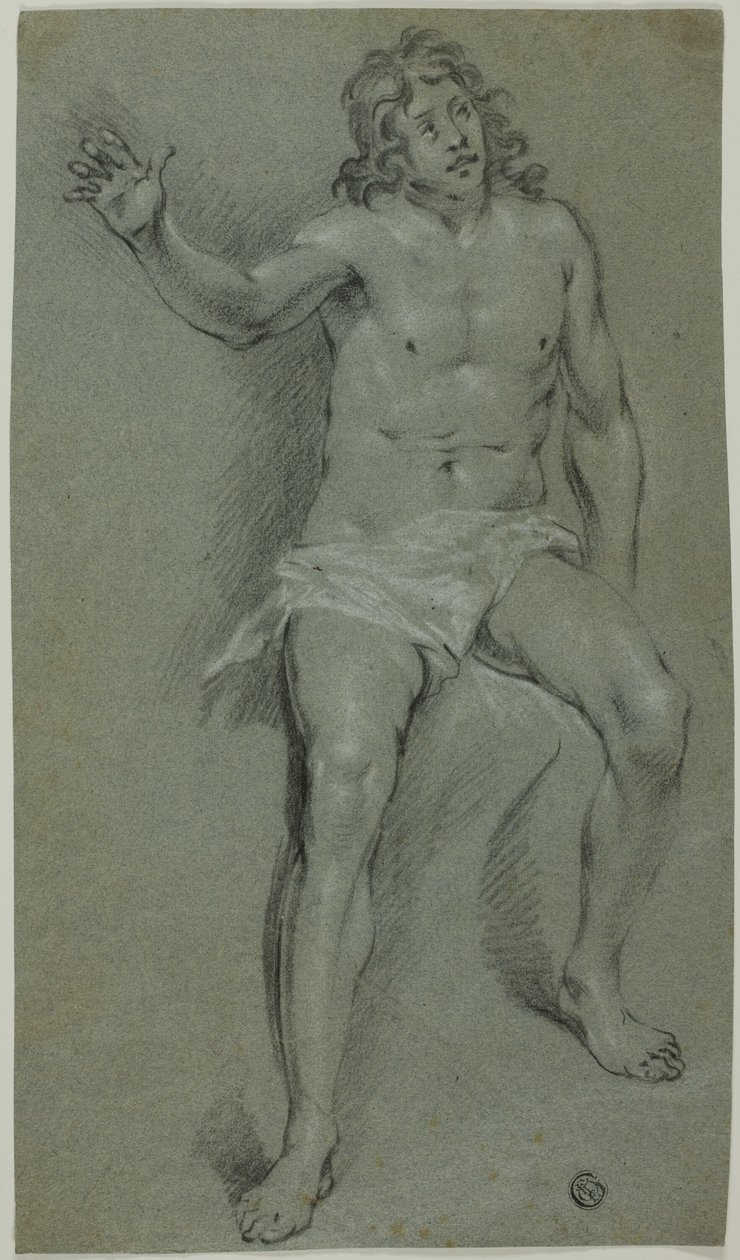 Nu masculin assis (recto) ; esquisses d