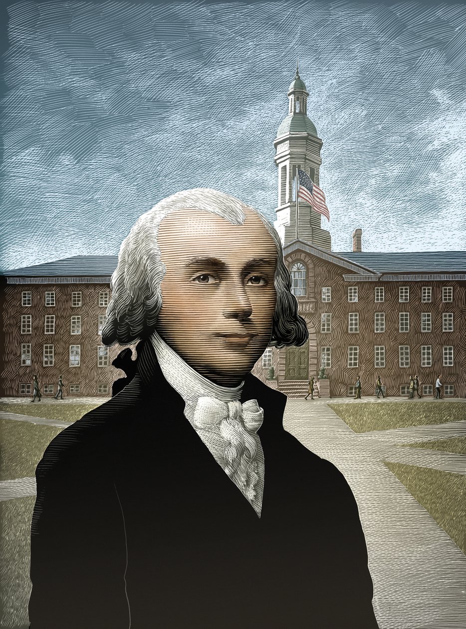 James Madison, 2008 (scratchboard, colorisé numériquement) - Scott McKowen