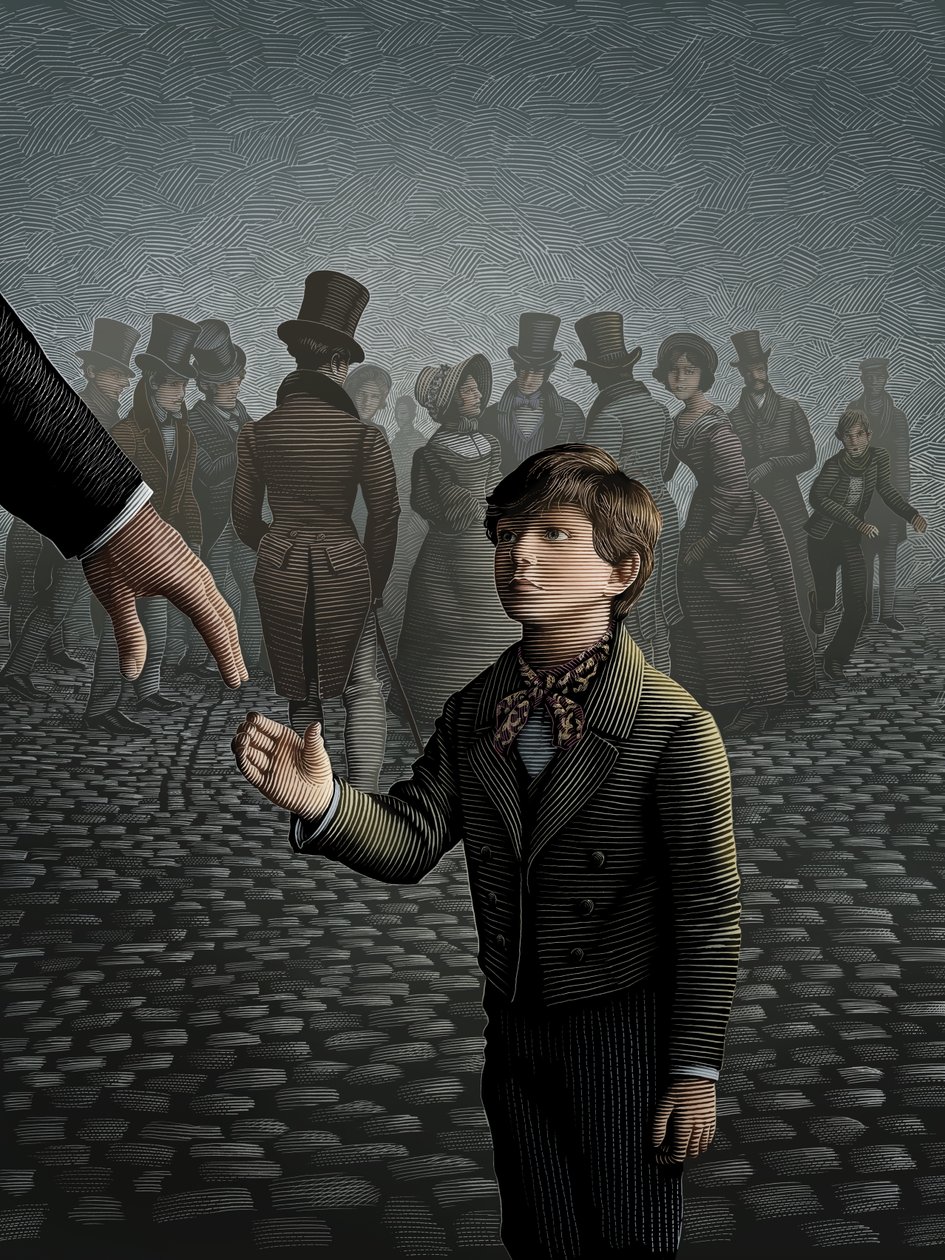 Oliver Twist, 2008 (scratchboard, colorisé numériquement) - Scott McKowen