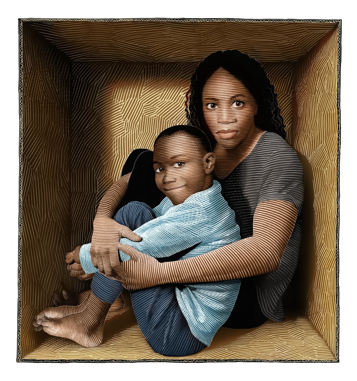 Room, 2018 (scratchboard, colorisé numériquement) - Scott McKowen
