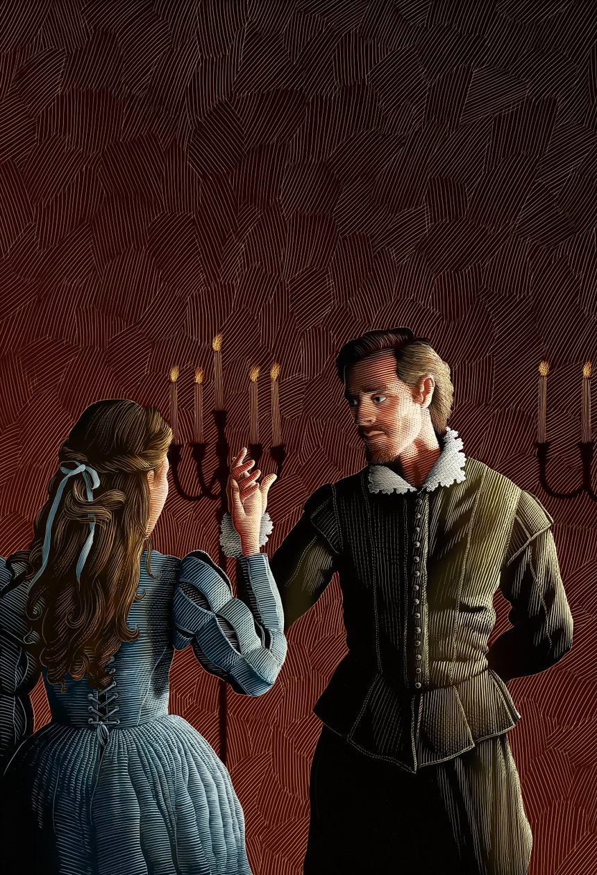 Shakespeare in Love, 2017 (planche à gratter, colorisée numériquement) - Scott McKowen