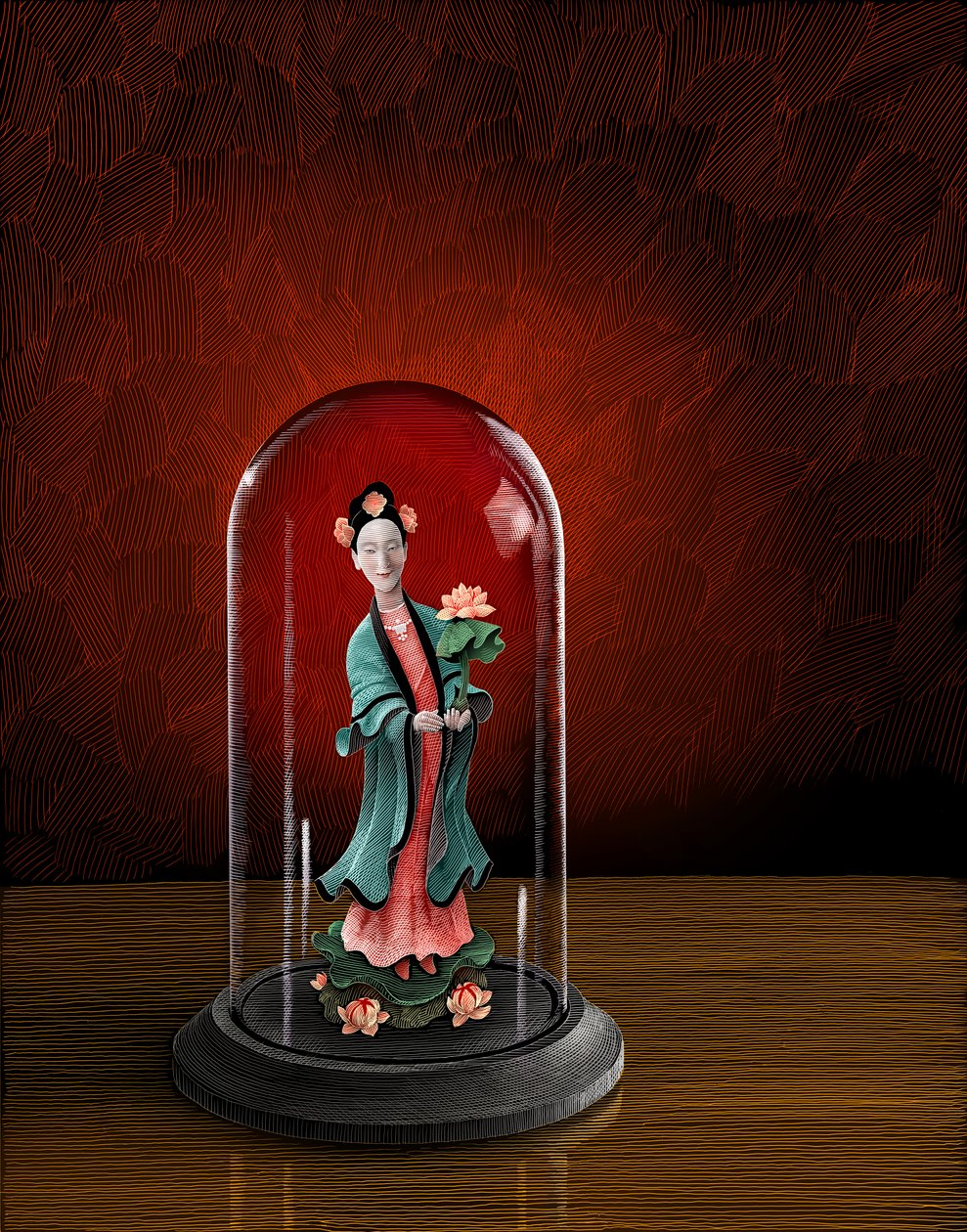 La dame chinoise, 2022 (planche à dessin, colorisée numériquement) - Scott McKowen