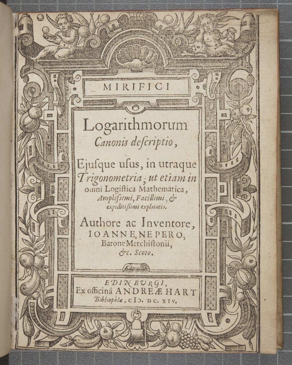 Page de titre de Mirifici logarithmorum canonis descriptio, par John Napier - Scottish School