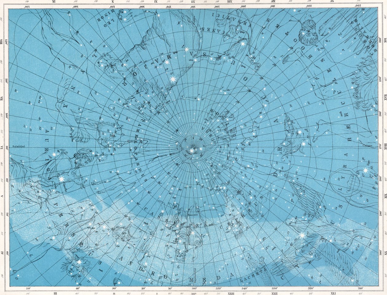 Carte des étoiles avec le pôle Nord et les constellations Andromède et Casseiopea - Scottish Photographer