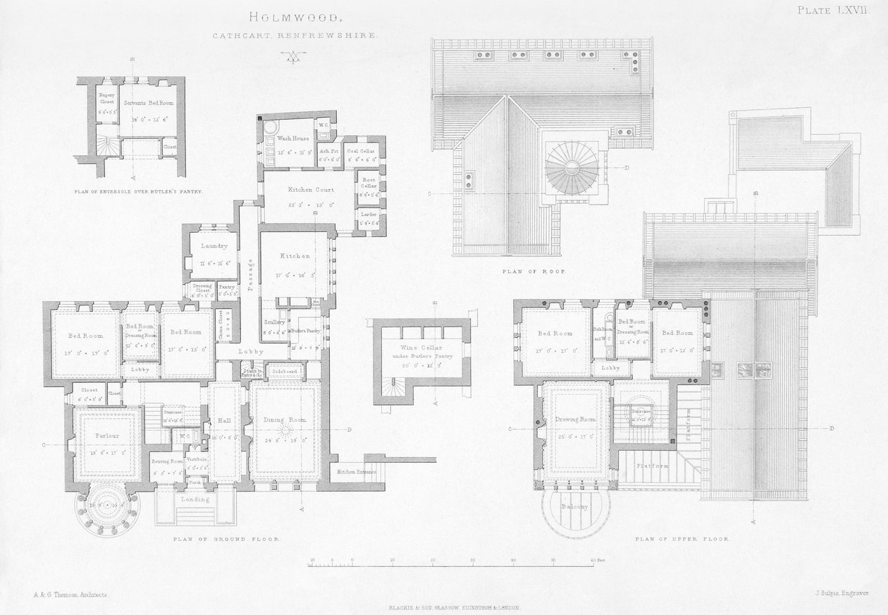 Vue extérieure et intérieure de Holmwood, Glasgow - Scottish School