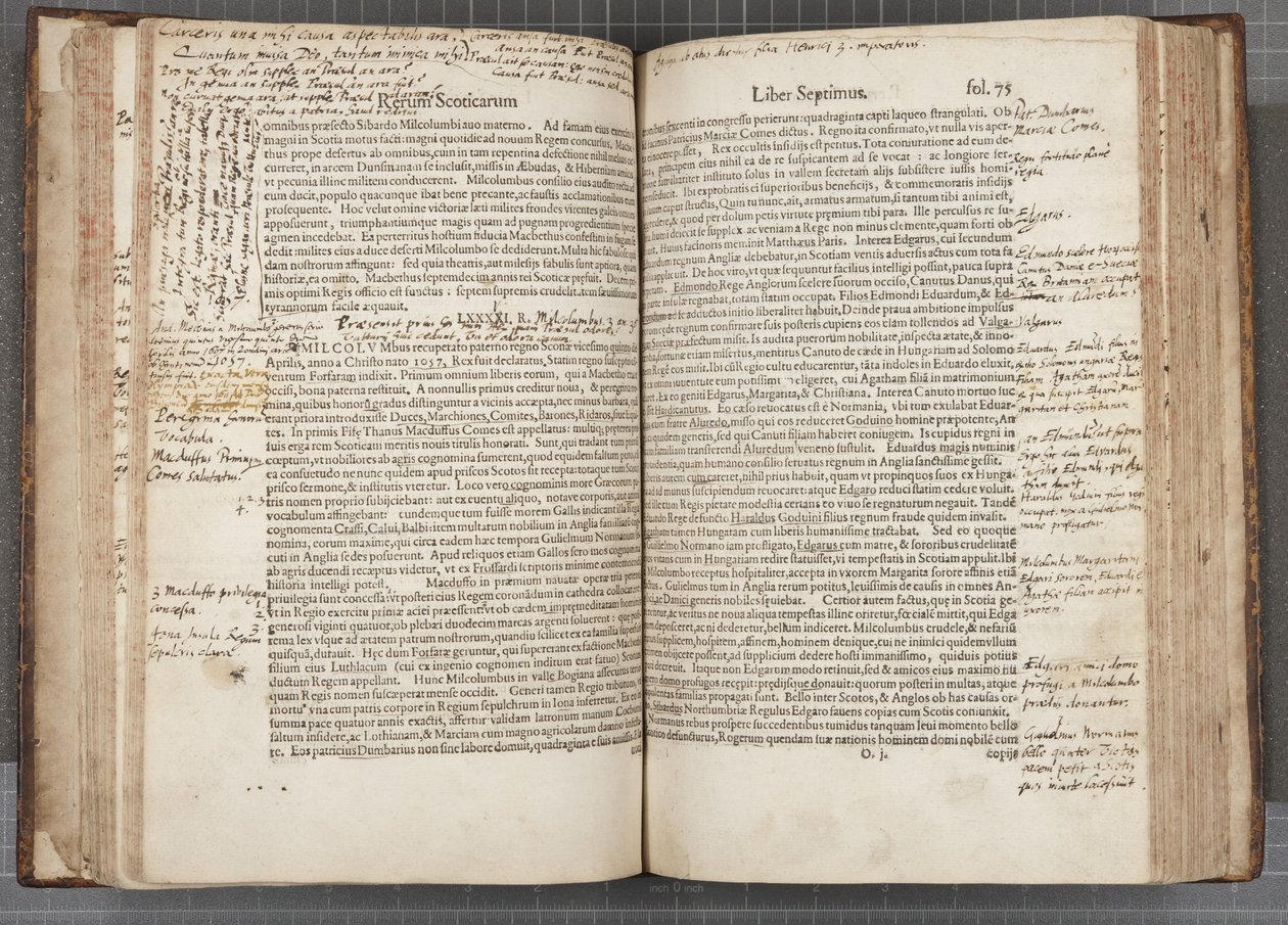 Fol 74 verso 75 recto, Rerum Scoticarum Historia par George Buchanan - Scottish School