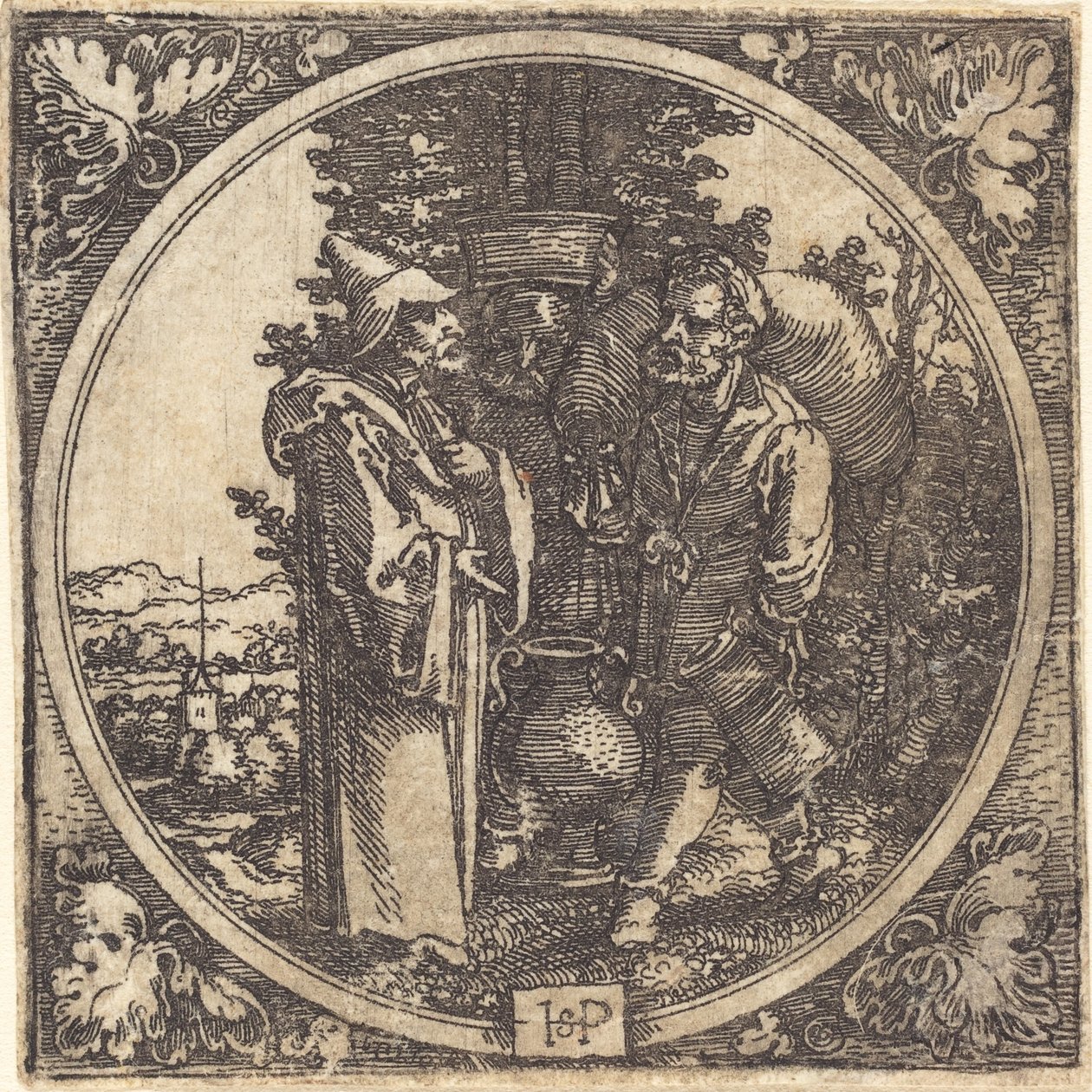 Gentleman et deux serviteurs, ou Solon et deux paysans - Sebald Beham