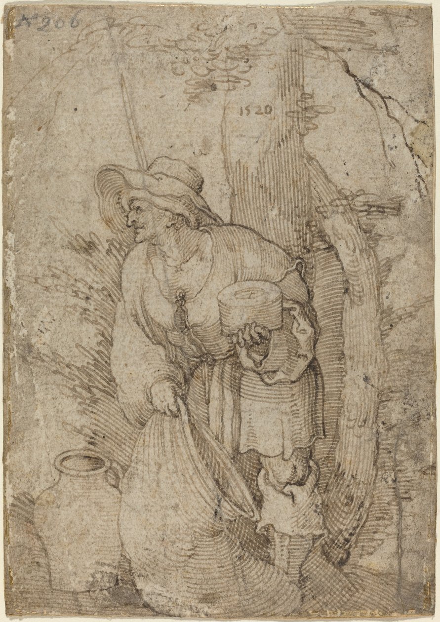Vieil homme debout sous un arbre - Sebald Beham