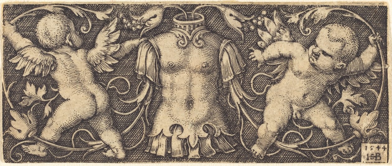 Ornement avec armure et deux génies - Sebald Beham