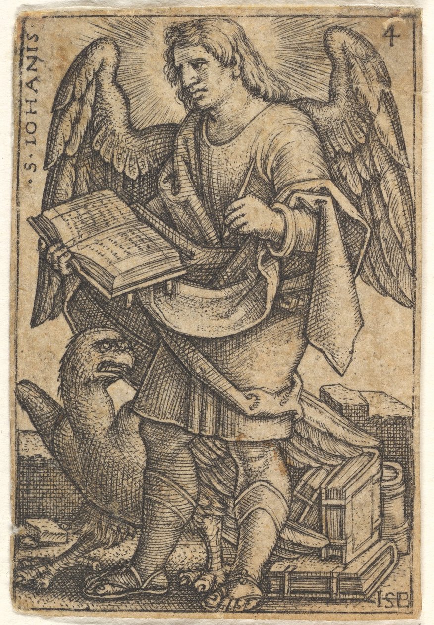 Planche 4 : Saint Jean avec la tête tournée trois quarts vers la gauche, tenant un livre dans sa main droite, 1541 - Sebald Beham