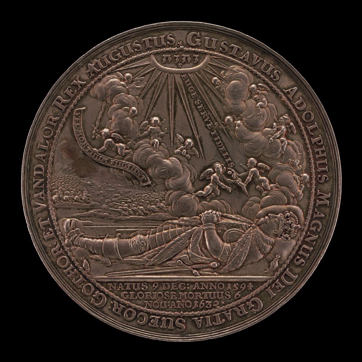 Mort de Gustave II Adolphe, 1594-1632, Roi de Suède 1611 [avers], 1634 - Sebastian Dadler