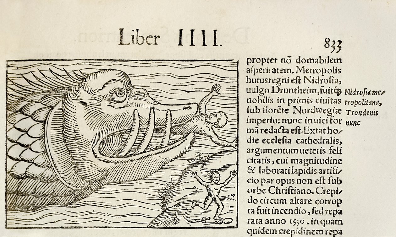 Baleine monstrueuse dévorant des humains, de l