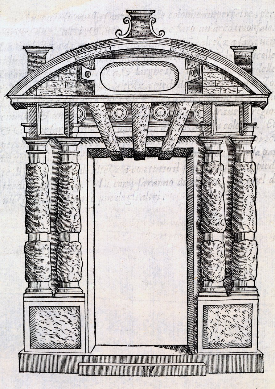 Porte décorative avec colonnes et plaque en forme de bain, de 