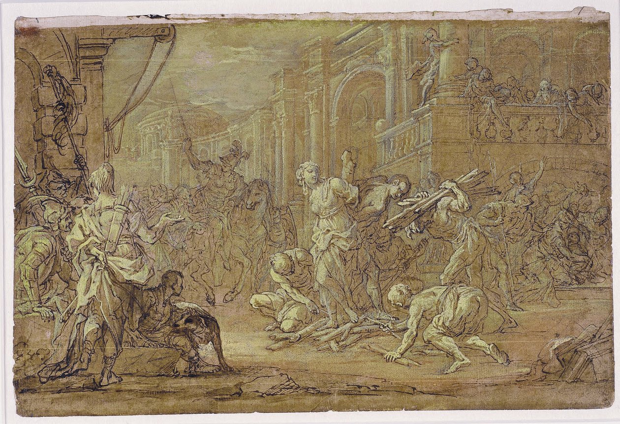 Clorinda sauve Sophronia et Olindo du bûcher à Jérusalem - Sebastiano Conca