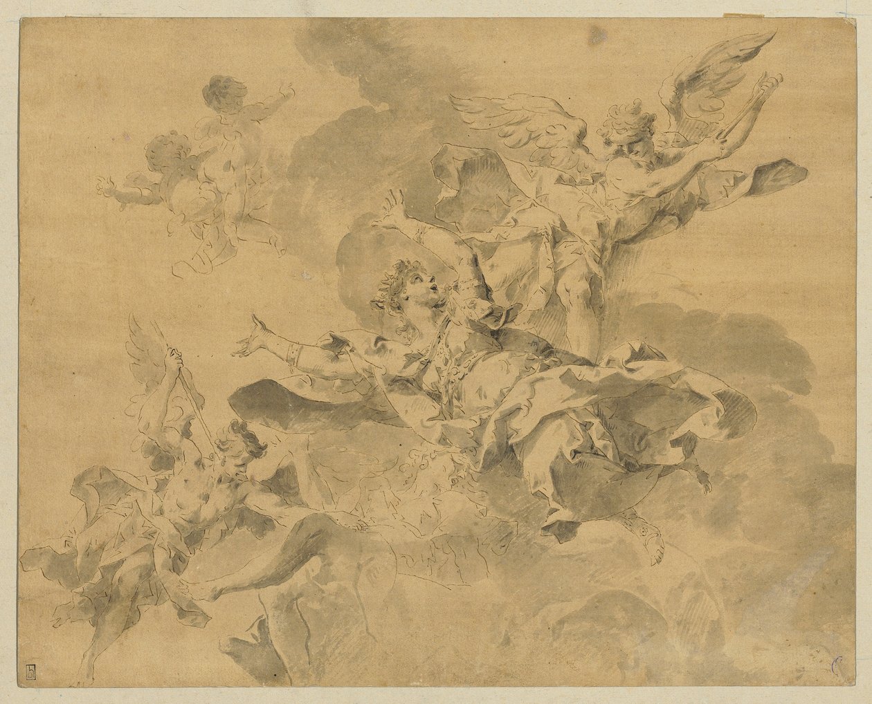 Une reine envoyée en enfer par des anges vengeurs, c.1676-1746 - Sebastiano Galeotti