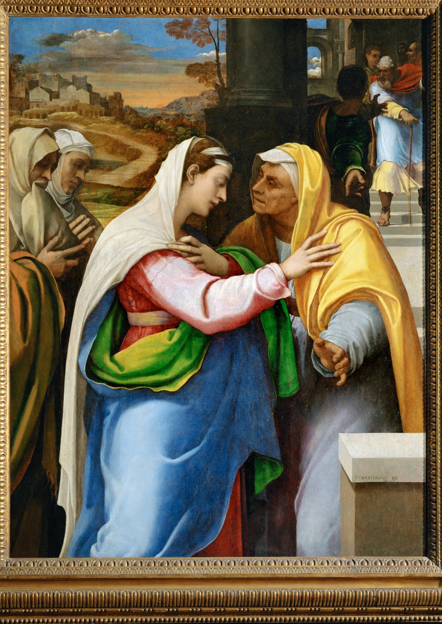 La visitation, la Vierge Marie visite Sainte Elisabeth ... - Sebastiano del (c.1485 1547) Piombo