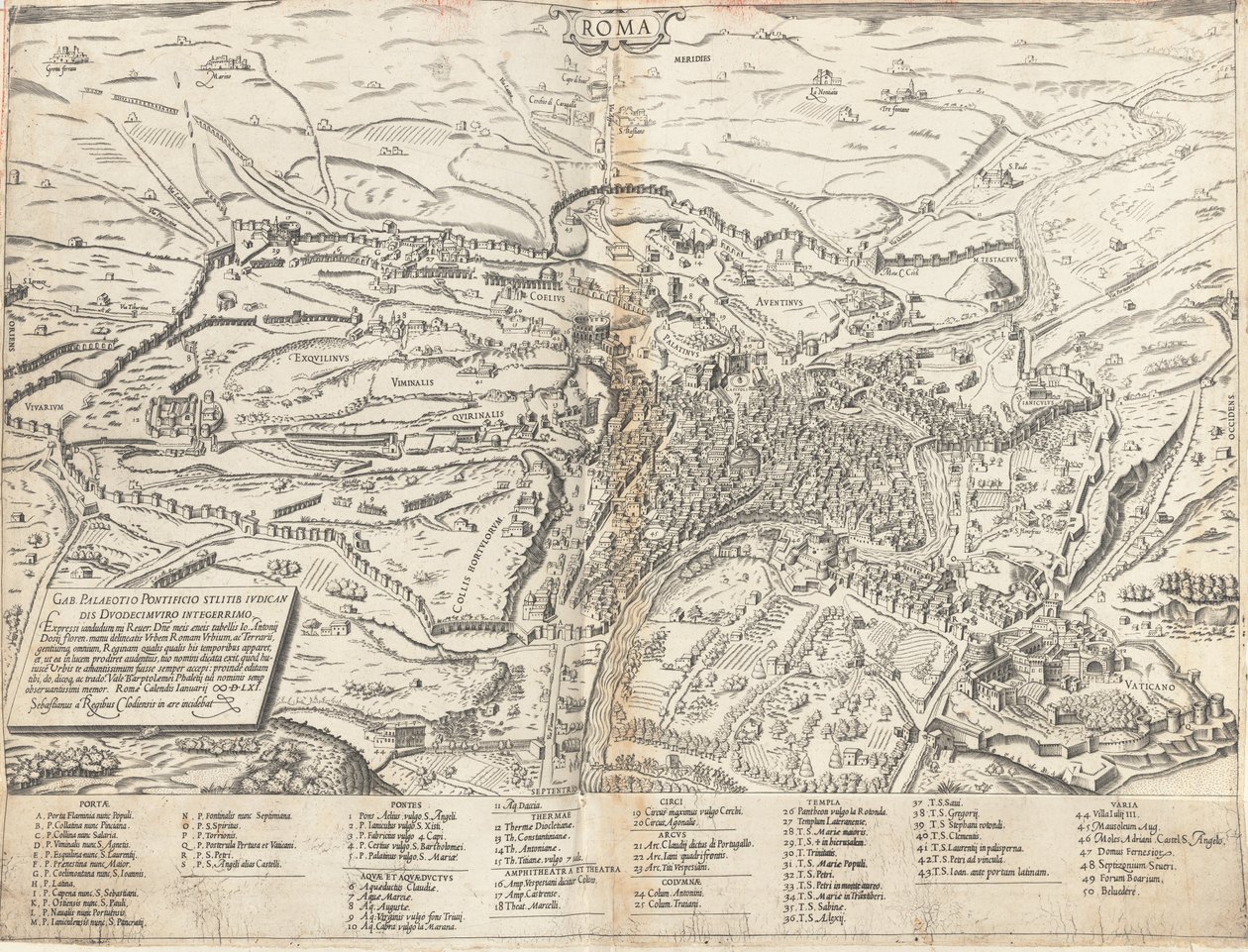 Carte topographique de la Rome moderne - Sebastiano di Re after Giovanni Antonio Dosio