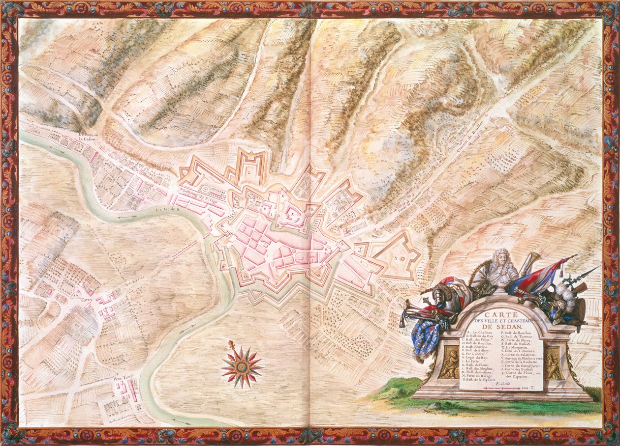 Ms. 988, Vol.3 fol.16 Plan et carte de la ville et du château de Sedan, de l