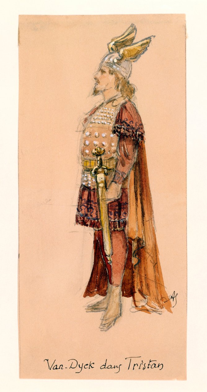 France, Paris, croquis de costume pour Tristan dans Tristan et Isolde de Richard Wagner pour la représentation au Palais Garnier de Paris - Segaud Segaud