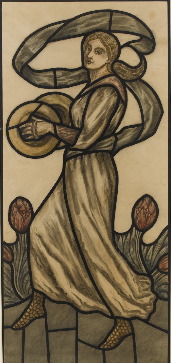Musicien avec cymbales, design pour un vitrail, c.1918 - Selwyn Image