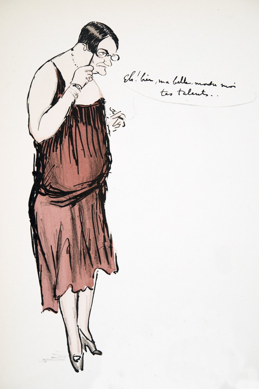 Travesti en robe rouge avec pince-nez, de White Bottoms, pub. 1927 - Sem
