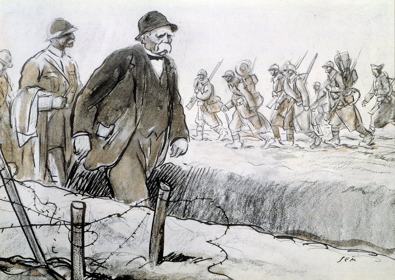 Portrait de Clemenceau visitant le front - Sem