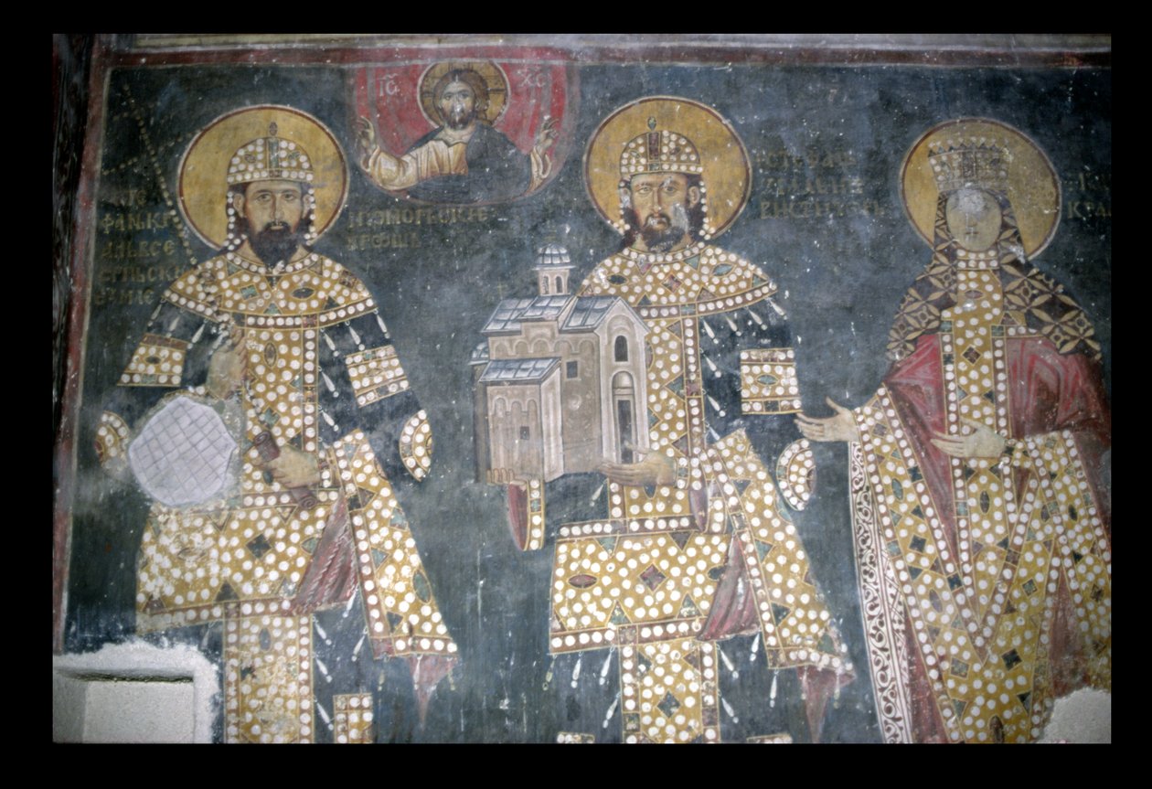 Stefan Milutin, Stefan Dragutin et Katelina, fin du XIIIe siècle - Serbian School