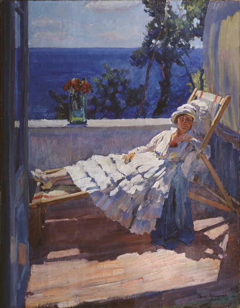 Une dame sur le balcon, 1916 - Sergei Arsenevich Vinogradov