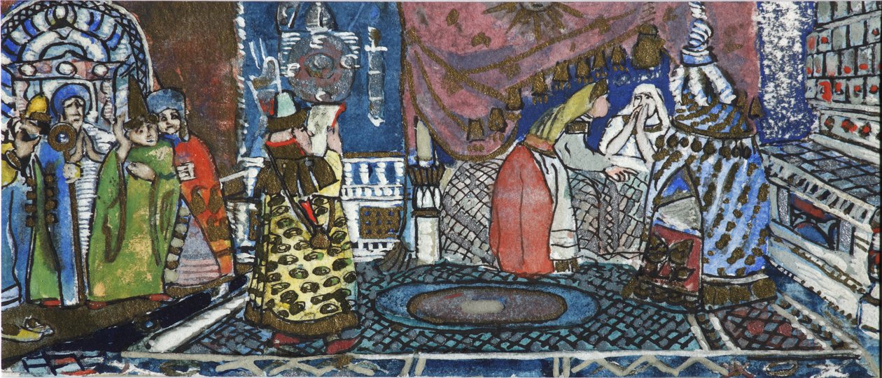 Illustration pour le conte de fées du Tsar Saltan par A. Pouchkine - Sergei Vasilievich Malyutin