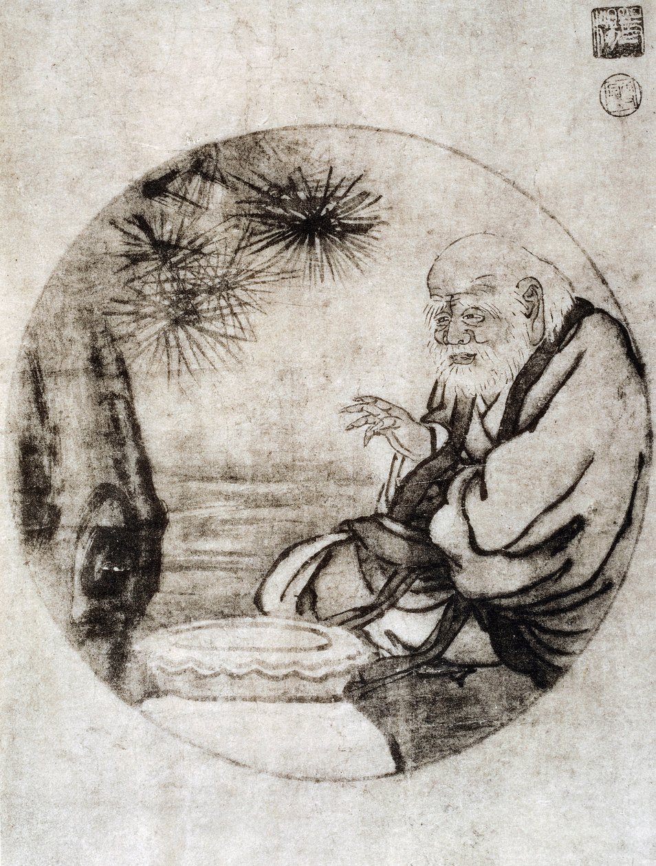 Portrait de Lao-Tzu, philosophe chinois du VIe siècle av. J.-C., dessin par Sesshu Toyo - Sesshû Tôyô