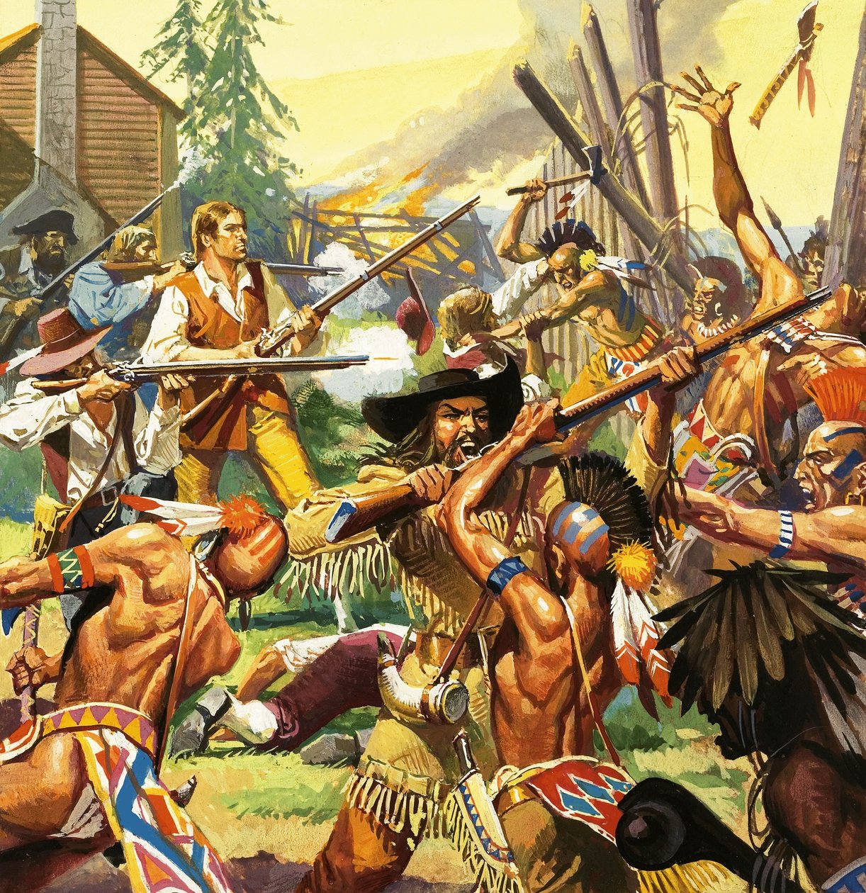 Daniel Boone défendant une propriété du Kentucky contre des attaques d