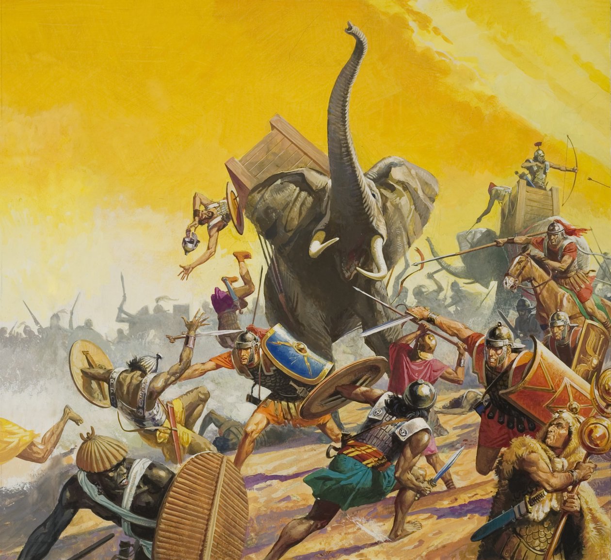 Hannibal et Scipion (gouache sur papier) - Severino Baraldi