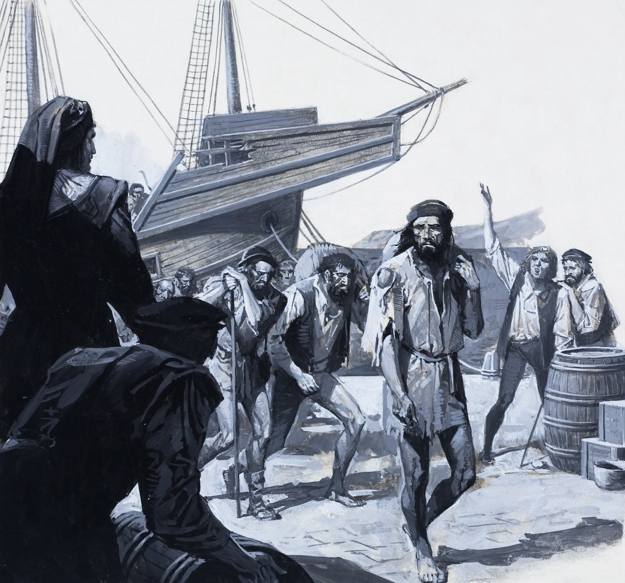 Les hommes de Magellan (gouache sur papier) - Severino Baraldi